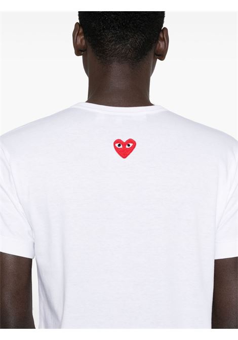 red emblem t-shirt unisex white COMME DES GARÇONS PLAY | AX-T340-0513